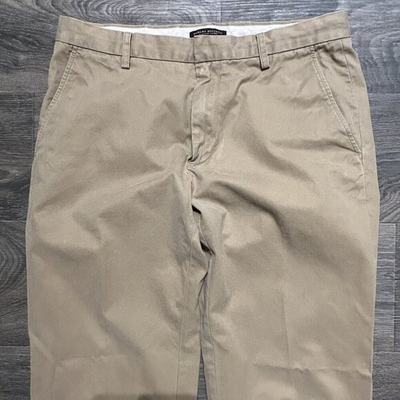 Banana Republic Flat Front Pants 33/34 Cotton Dawson Chino Khaki Front Straight - Picture 8 of 10
